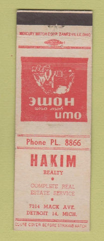 Matchbook Cover - Hakim Real Estate Detroit MI