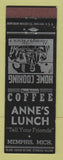 Matchbook Cover - Anne's Lunch Memphis MI