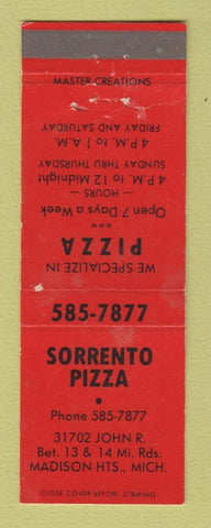 Matchbook Cover - Sorrento Pizza Madison Heights MI WORN