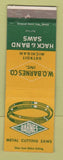Matchbook Cover - WO Barnes Metal Cutting Saws Detroit MI