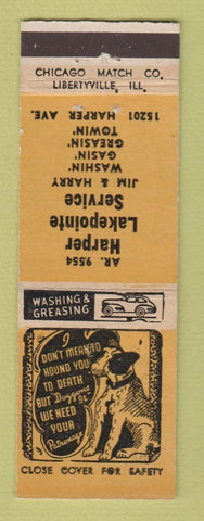 Matchbook Cover - Harper Lakepointe Service Mobil oil gas Detroit MI