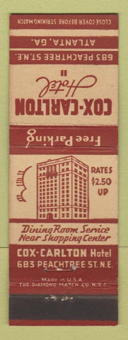 Matchbook Cover - Cox Carlton Hotel Atlanta GA