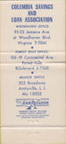 Matchbook Cover - Columbia Savings Amityville LI NY 30 Strike
