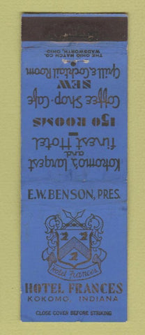 Matchbook Cover - Hotel Francis Kokomo IN