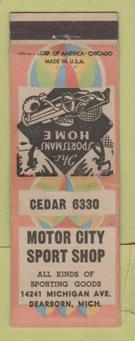 Matchbook Cover - Motor City Sport Shop Dearborn MI Sporting Goods