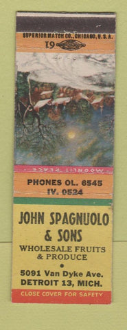 Matchbook Cover - John Spagnuolo Sons Fruit Detroit MI
