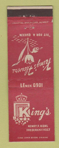 Matchbook Cover - King's Flowers Detroit MI