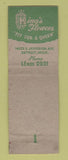 Matchbook Cover - King's Flowers Detroit MI