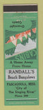Matchbook Cover - Randall's Beach Bungalows Pascagoula MS