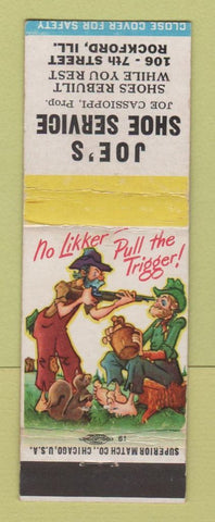 Matchbook Cover - Joe's Shoe Service Rockford IL hillbilly Joe Cassioppi