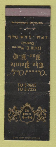 Matchbook Cover - The Pointe BBQ Detroit MI WORN