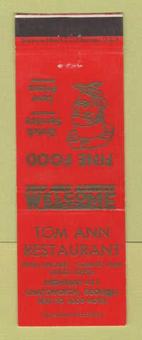 Matchbook Cover - Tom Ann Restaurant Chatsworth GA