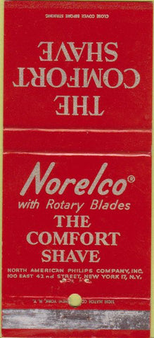 Matchbook Cover - Norelco Rotary Blade Comfort Shave 30 Strike