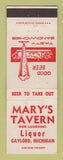 Matchbook Cover - Mary's Tavern Gaylord MI Bob Luzenski