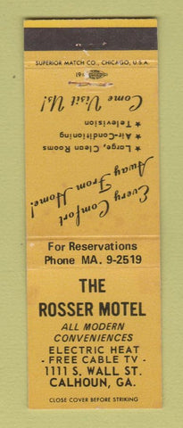 Matchbook Cover - Rosser Motel Calhoun GA WEAR