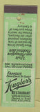 Matchbook Cover - Kugler's Restaurant Phildelphia PA