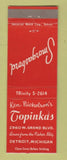 Matchbook Cover - Ken Nicholson's Topinkas Detroit MI