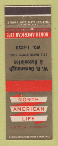 Matchbook Cover - North American Life Insurance WR Cavanaugh Detroit MI