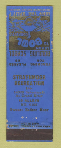 Matchbook Cover - Strathmoor Recreation Dettroit? MI WEAR