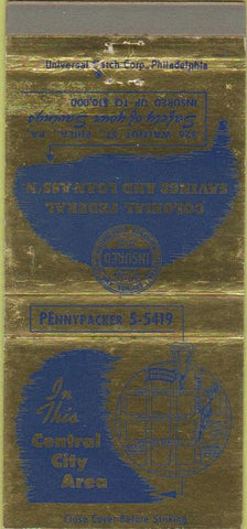 Matchbook Cover - Colonial Federal Savings Philadelphis PA 30 Strike