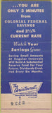 Matchbook Cover - Colonial Federal Savings Philadelphis PA 30 Strike