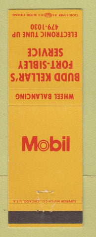 Matchbook Cover - Mobil oil gas Budd Kellar's Fort Sibley Detroit?
