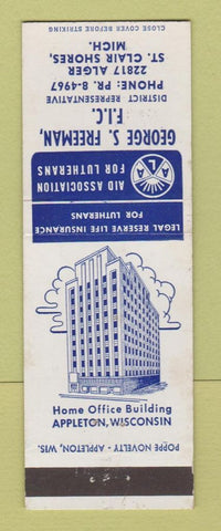 Matchbook Cover - George Freeman Insurance St Clair Shores MI Lutheran