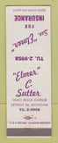 Matchbook Cover - Elmer Sutter Insurance Detroit MI