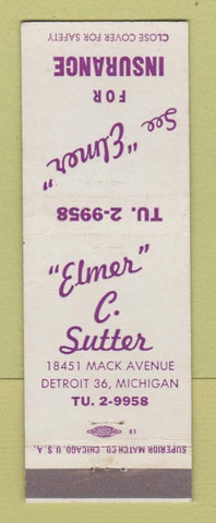 Matchbook Cover - Elmer Sutter Insurance Detroit MI