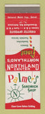 Matchbook Cover - Palmer's Sandwich Shop Detroit MI