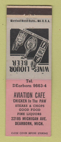 Matchbook Cover - Aviation Cafe Dearborn MI