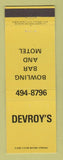Matchbook Cover - Devroy's Bowling Bar Motel Green Bay WI