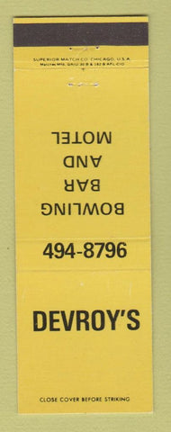 Matchbook Cover - Devroy's Bowling Bar Motel Green Bay WI