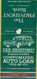 Matchbook Cover - Provident Bank Cincinnati OH 30 Strike