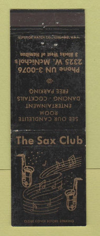 Matchbook Cover - Sax Club Detroit MI WORN