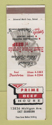 Matchbook Cover - Prime Beef House East Dearborn MI