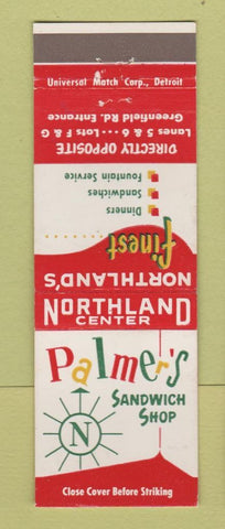 Matchbook Cover - Palmer's Sandwich Shop Detroit MI
