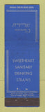 Matchbook Cover - Clarence Theobald Sweetheart Drinking Straws Detroit MI
