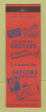Matchbook Cover - Gaylord Finance Detroit MI