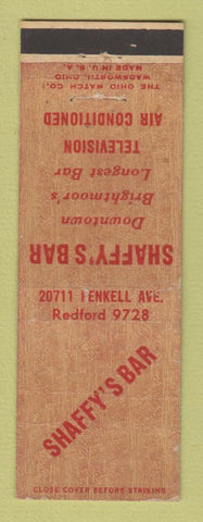 Matchbook Cover - Shaffy's Bar Brightmoor Detroit MI