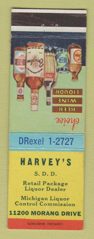 Matchbook Cover - Harvey's Liquor Store Detroit MI