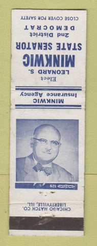 Matchbook Cover - Leonard Minkwic State Senator Election Insurance MI? WEAR