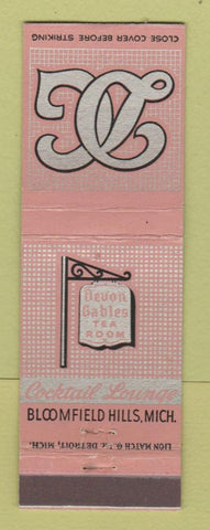 Matchbook Cover - Devon Gables Tea Room Bloomfield Hills MI