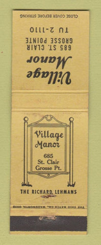 Matchbook Cover - Village Manor Grosse Pointe MI WEAR