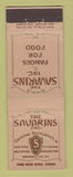 Matchbook Cover - Savarins Restaurants Washington DC New York City Pittsburgh