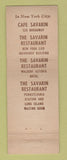 Matchbook Cover - Savarins Restaurants Washington DC New York City Pittsburgh