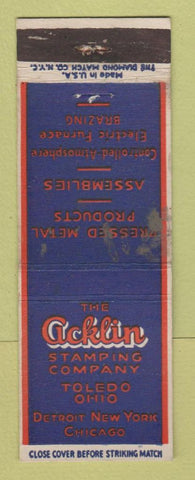 Matchbook Cover - Acklin Stamping Company Toledo OH STAINED