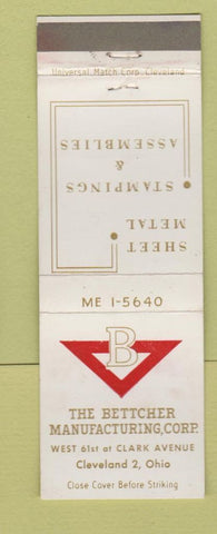 Matchbook Cover - Bettcher Manufacturing Sheet Metal Cleveland OH