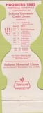 Matchbook Cover - Indiana University Credit Union 1985 Schedule
