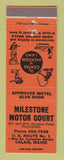 Matchbook Cover - Milestone Motor Court Calais ME WORN